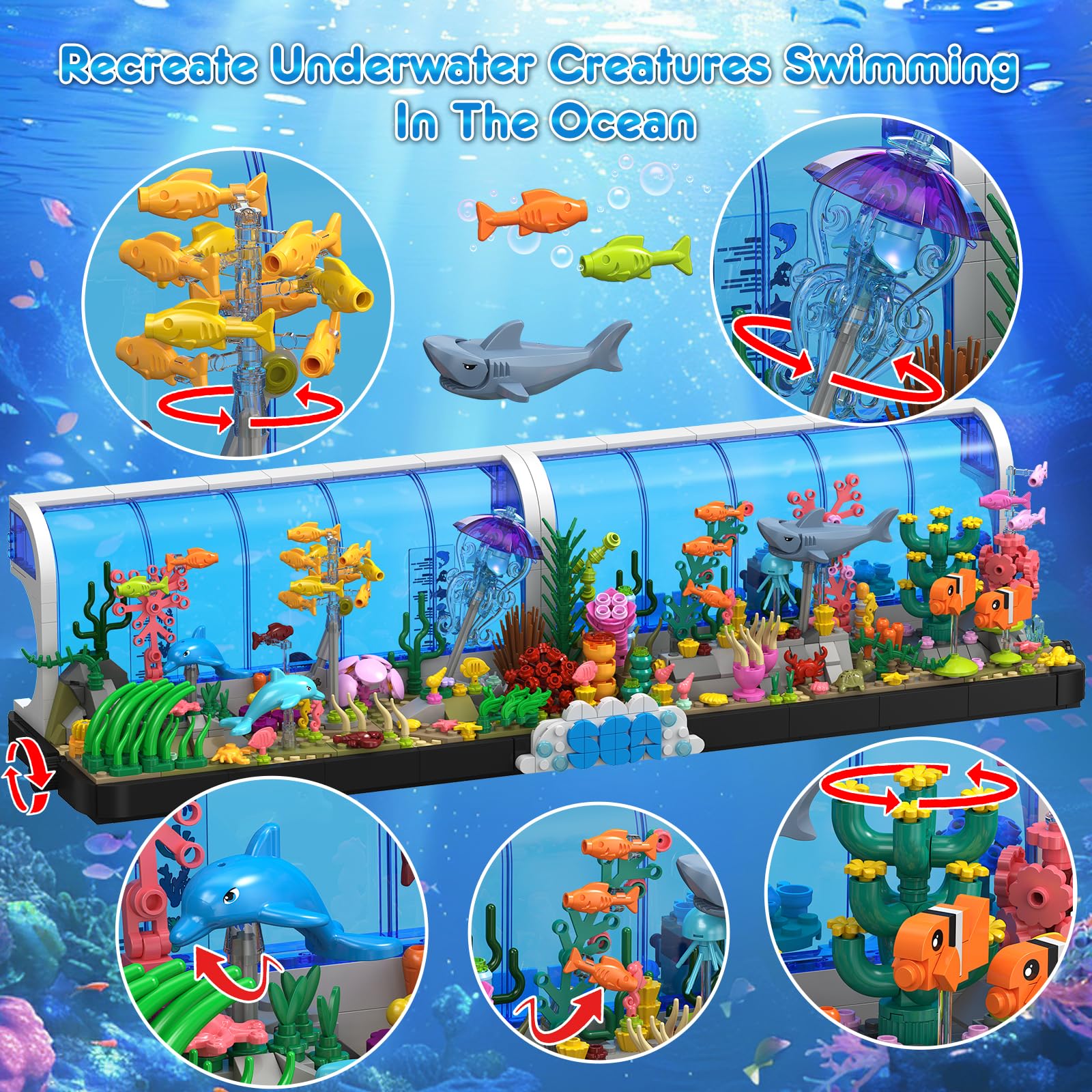 Aquarium Building Set – Rotating Ocean Scene Construction Toy