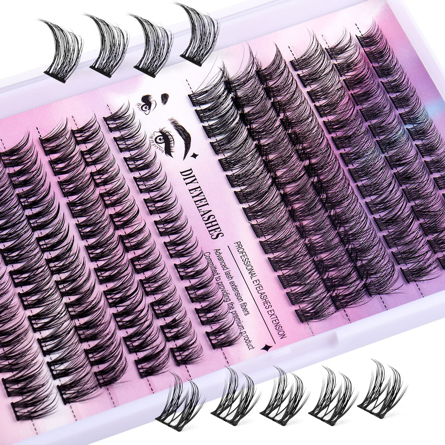 Cluster Lashes Kit – 150 Pieces, 12 Rows, Natural Volume Look
