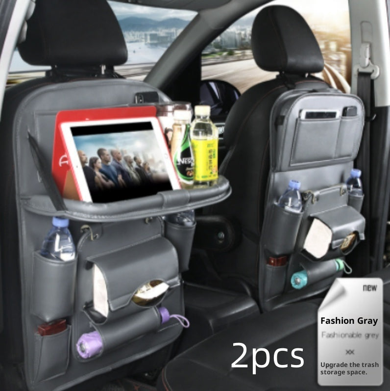 PU Leather Car Seat Organizer with Tray – Waterproof Storage