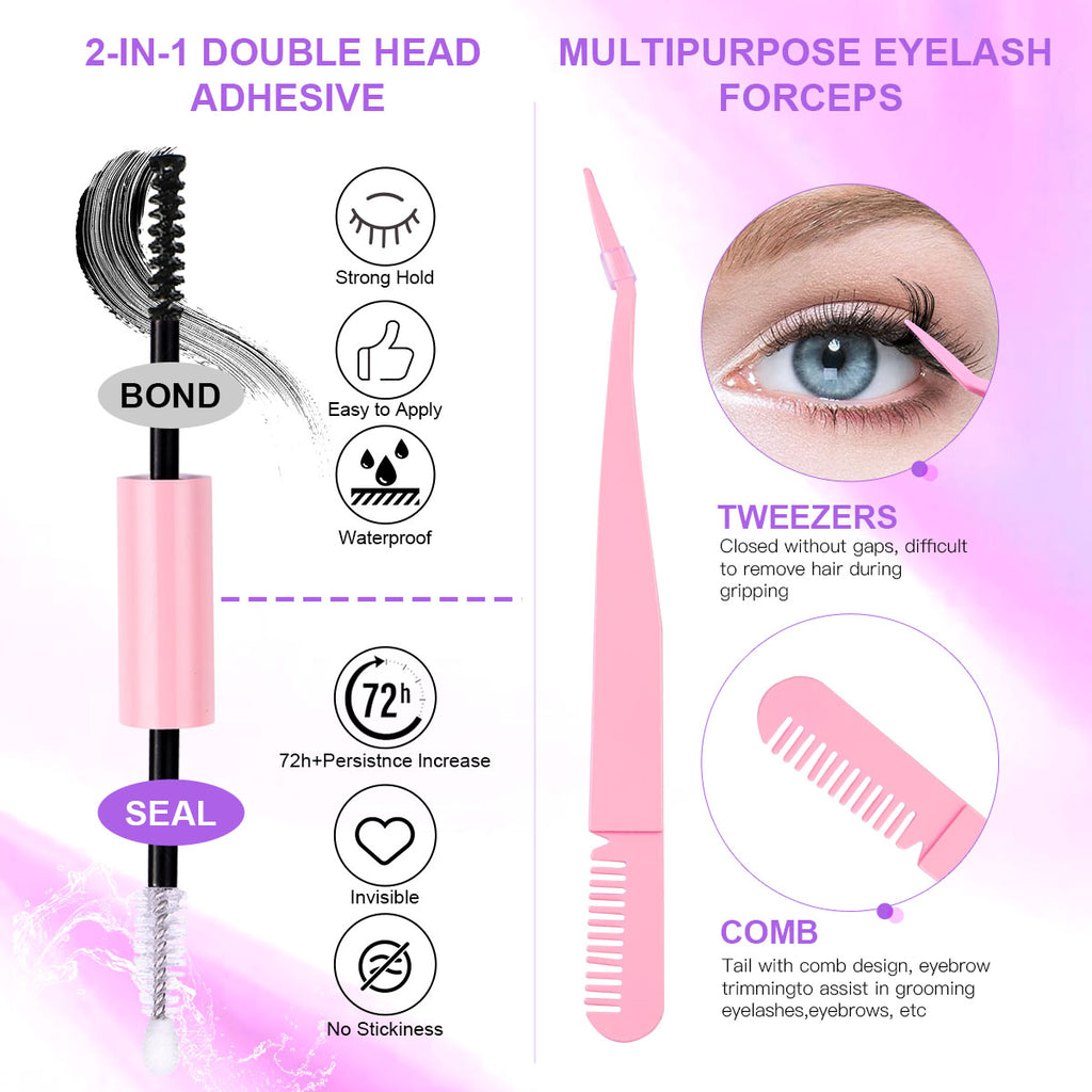 Cluster Lashes Kit – 150 Pieces, 12 Rows, Natural Volume Look