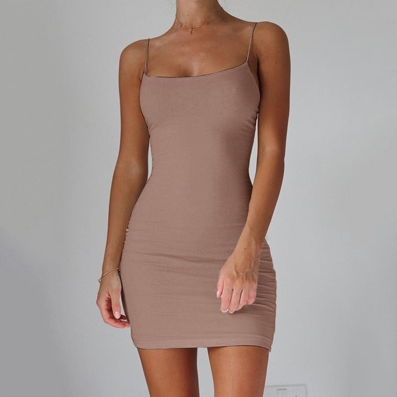 Halter Bodycon Mini Dress – Sleek Solid Color Style