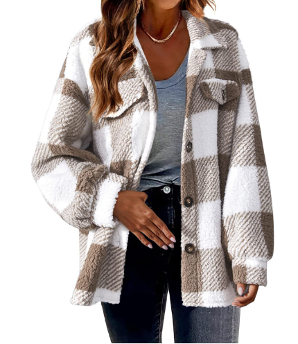Sherpa Fleece Jacket – Button Front Cozy Fit