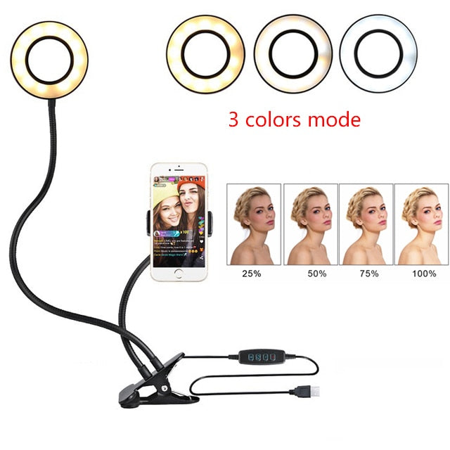 LED Selfie Ring Light – Adjustable Makeup & Live Lighting