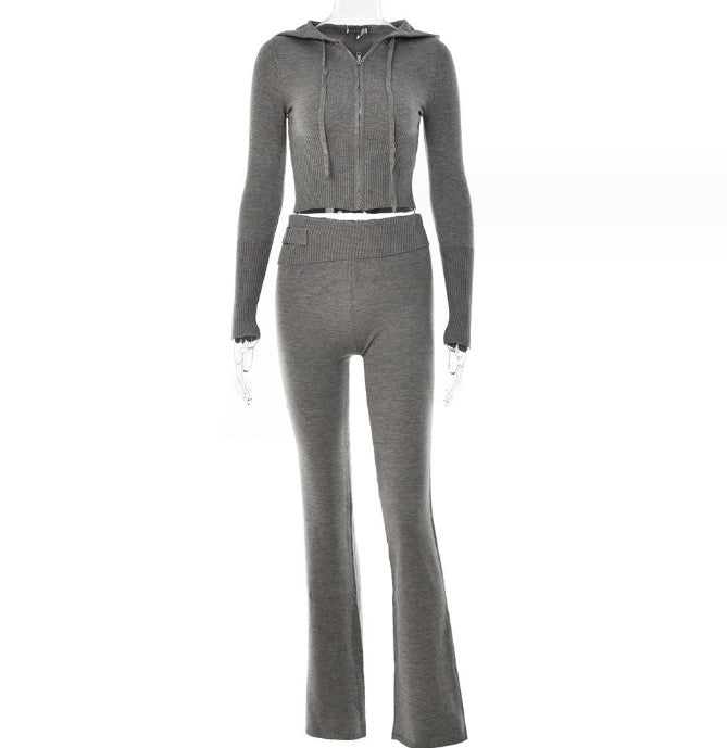 2-Piece Sweat Set – Zip Hoodie & High Waist Jogger Pants