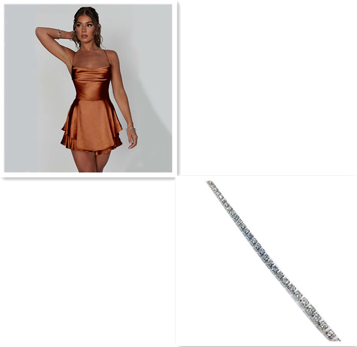 Satin Backless Mini Dress – Lace-Up Elegant Style