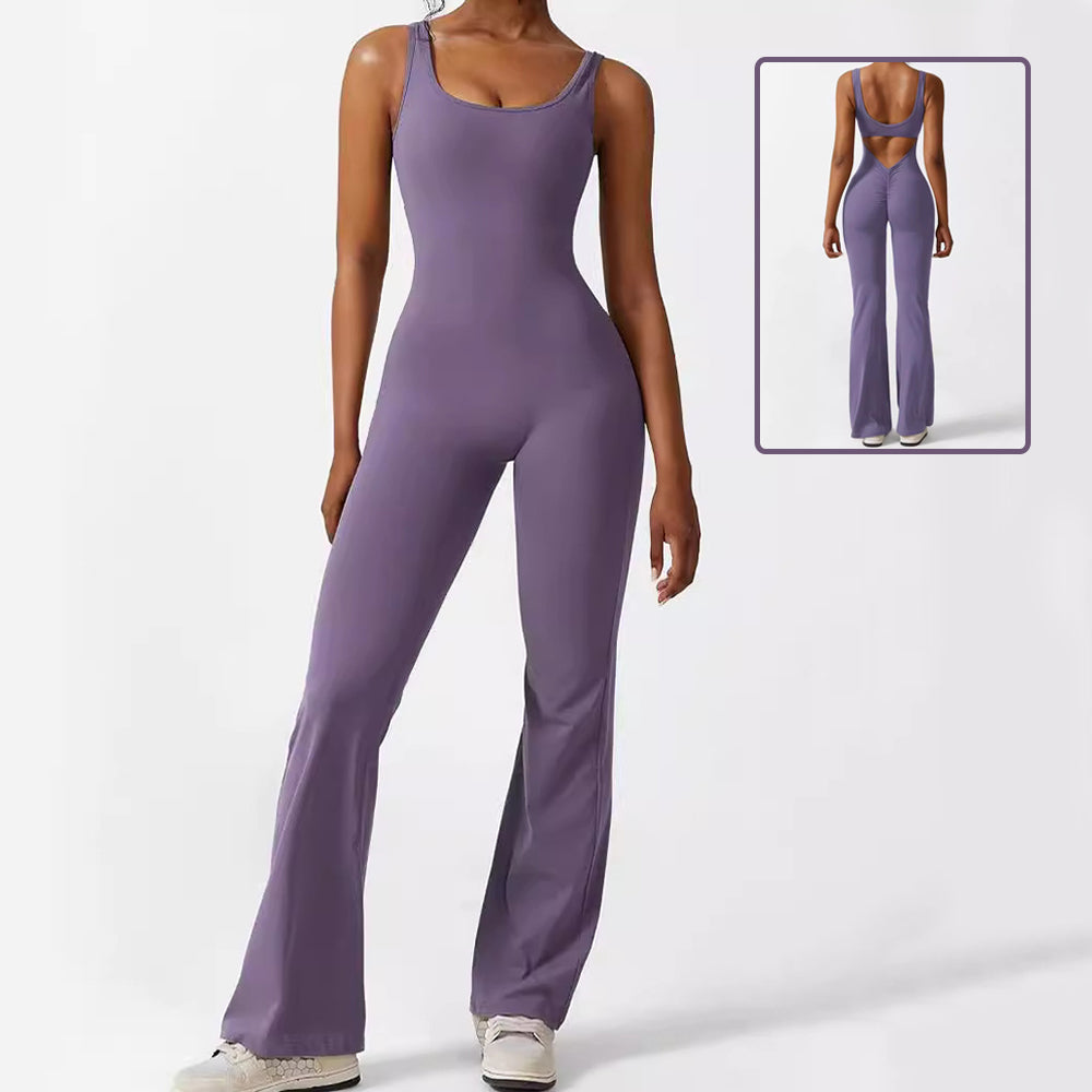 Sleeveless Flare Jumpsuit – Sculpting Yoga Fit