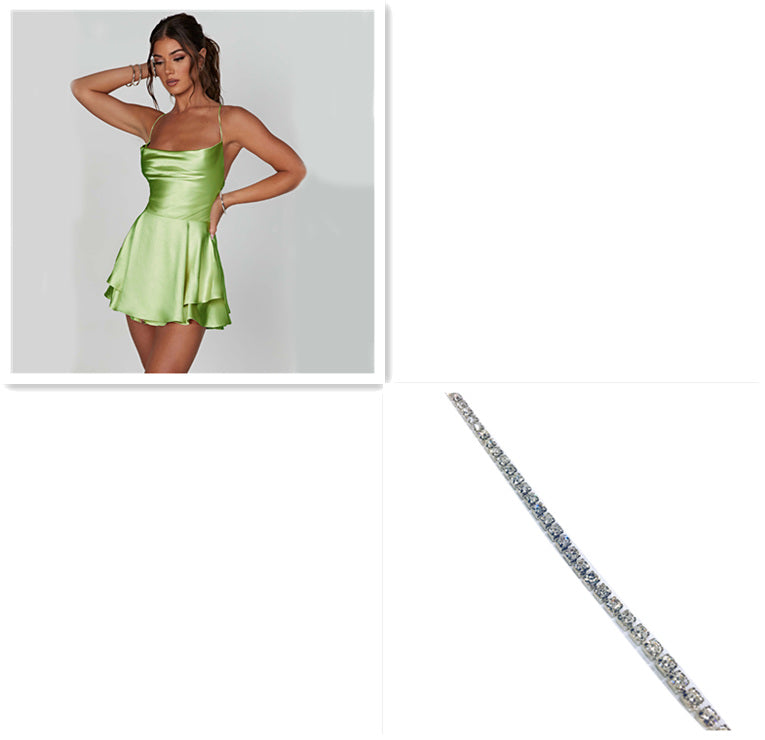 Satin Backless Mini Dress – Lace-Up Elegant Style