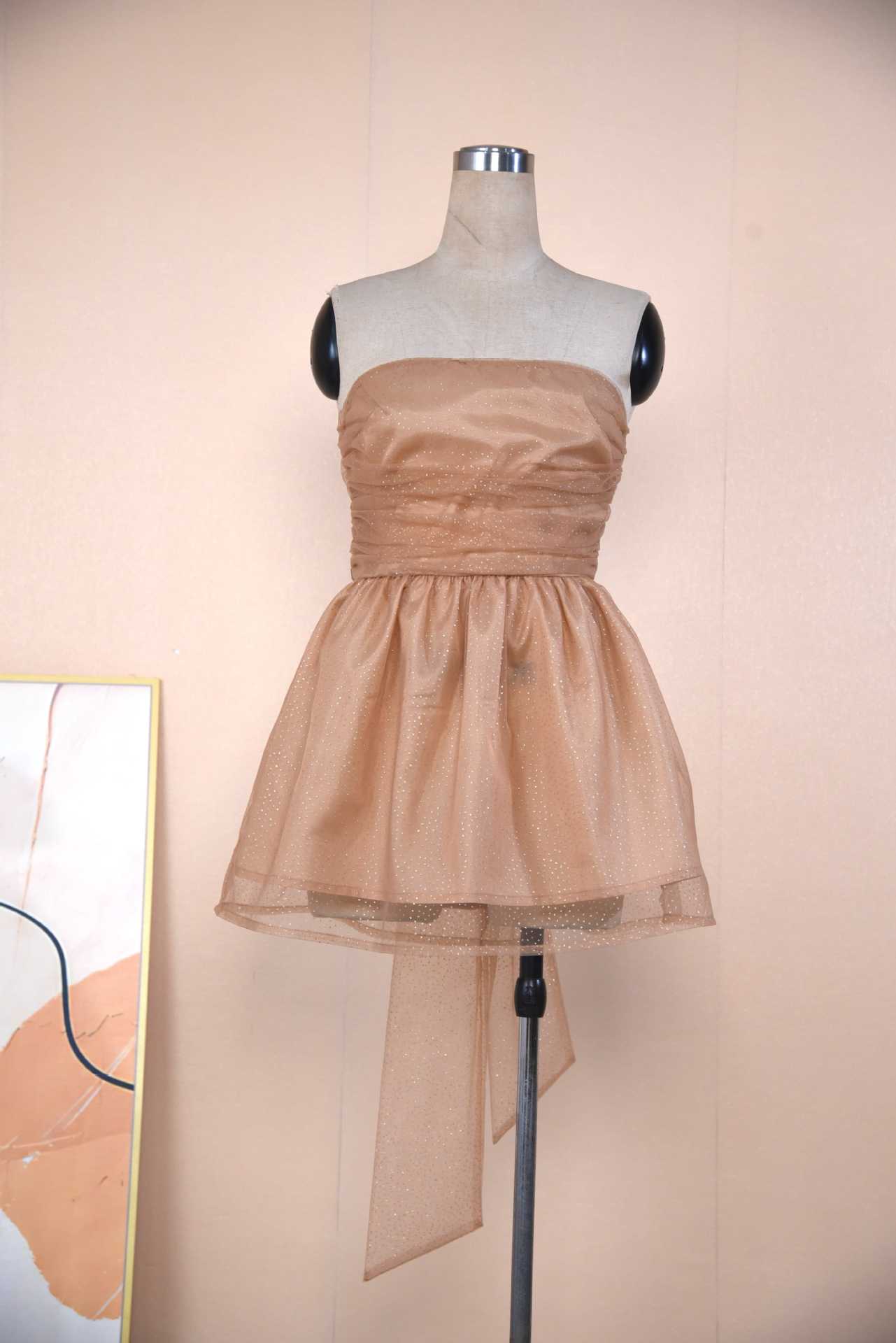 Strapless Lace Mini Dress – Back Bow Detail