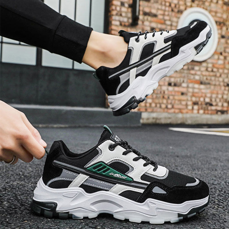 Men’s Black & White Mesh Sneakers – Lightweight Running Shoes