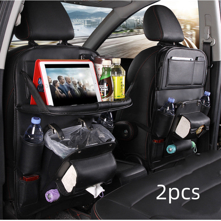 PU Leather Car Seat Organizer with Tray – Waterproof Storage