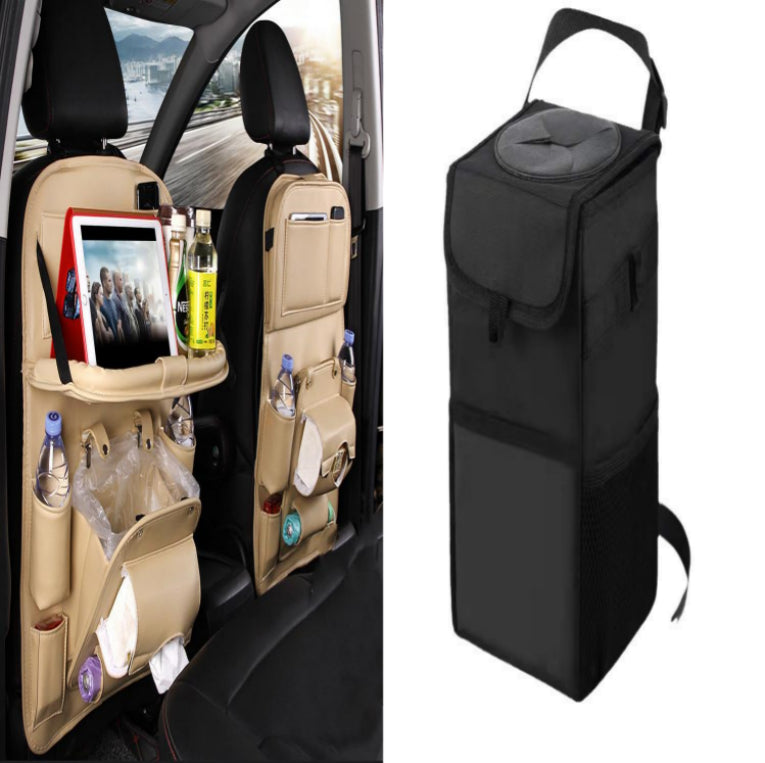 PU Leather Car Seat Organizer with Tray – Waterproof Storage