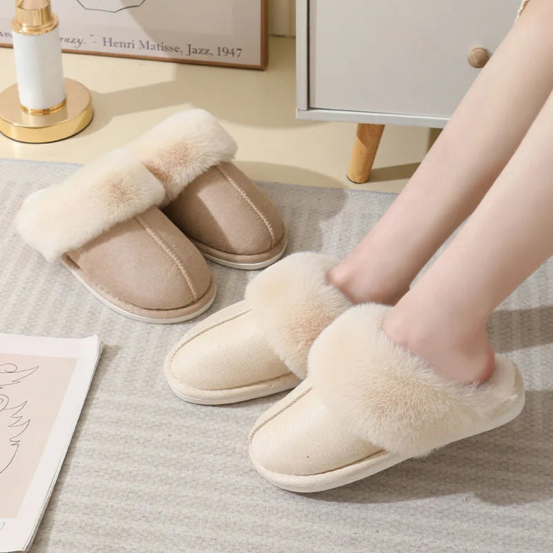 Women’s Plush Fur Slippers – Warm & Cozy Indoor Shoes