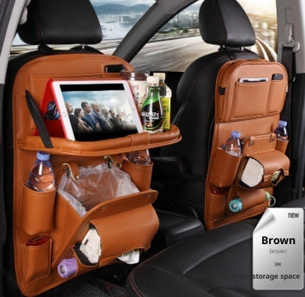 PU Leather Car Seat Organizer with Tray – Waterproof Storage