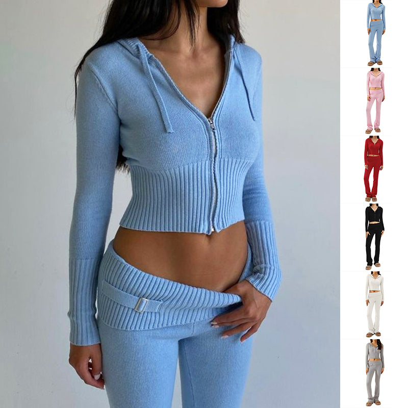 2-Piece Sweat Set – Zip Hoodie & High Waist Jogger Pants