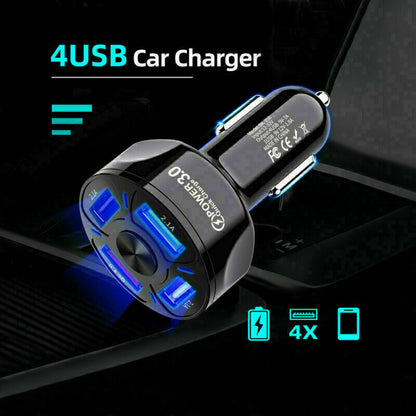 Mini 4-Port Car Charger – 45W Fast Charge for All Devices