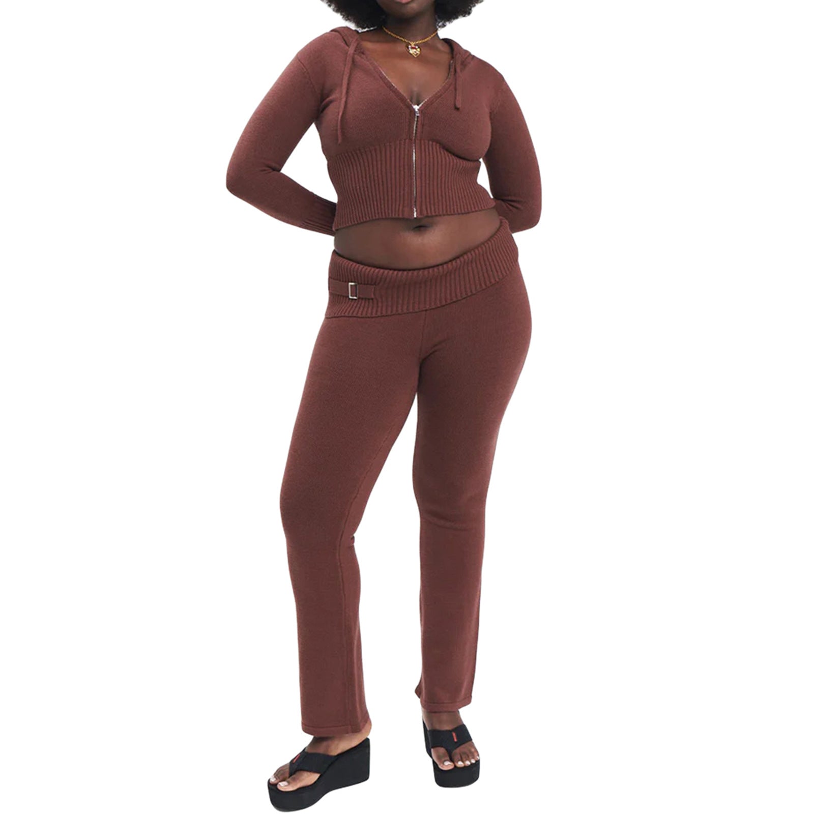2-Piece Sweat Set – Zip Hoodie & High Waist Jogger Pants