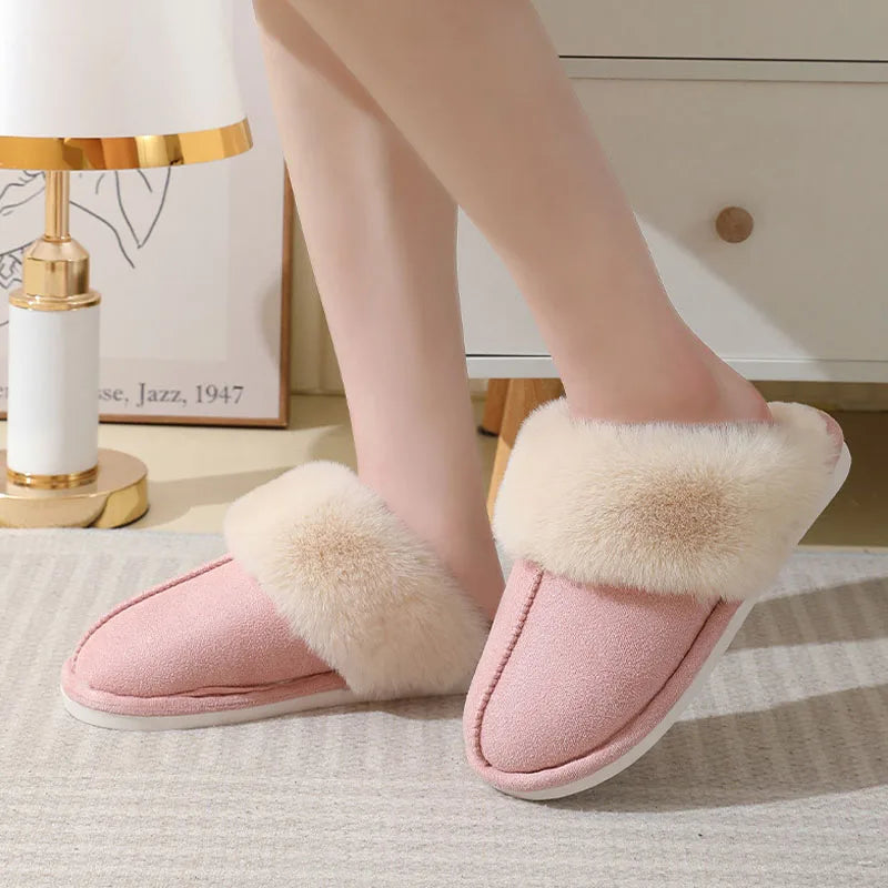 Women’s Plush Fur Slippers – Warm & Cozy Indoor Shoes