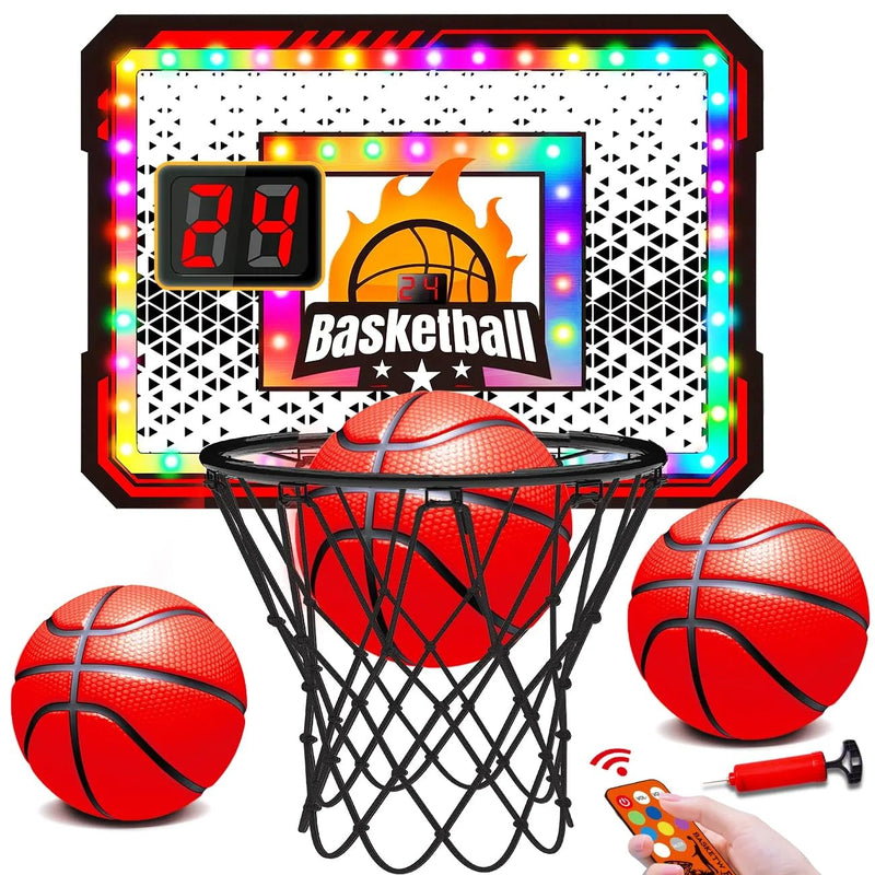 Indoor Basketball Hoop – LED Light-Up with Scoreboard & Balls