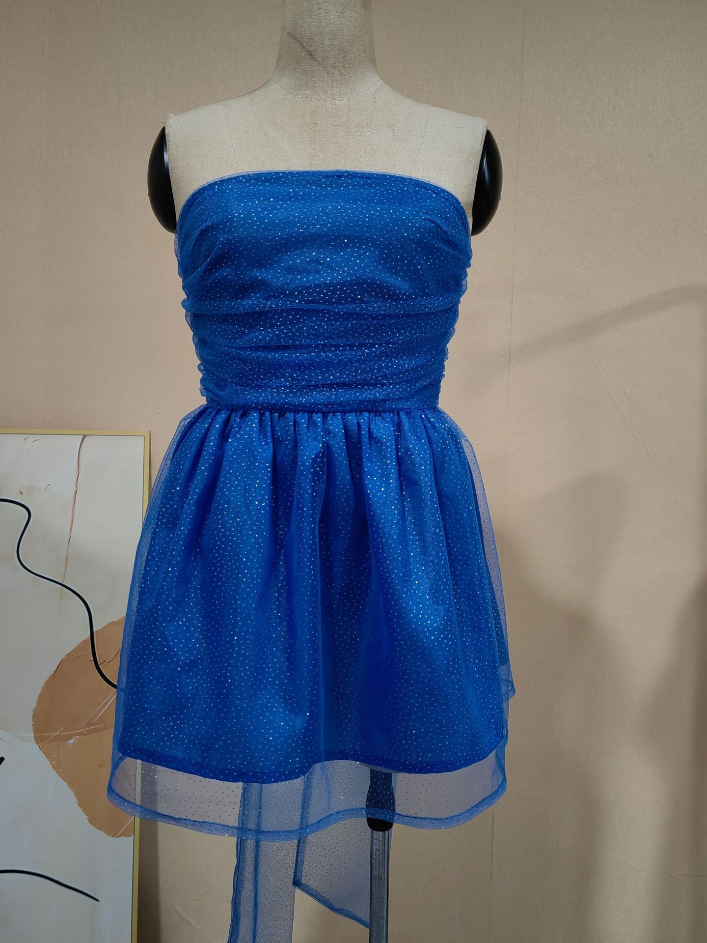 Strapless Lace Mini Dress – Back Bow Detail