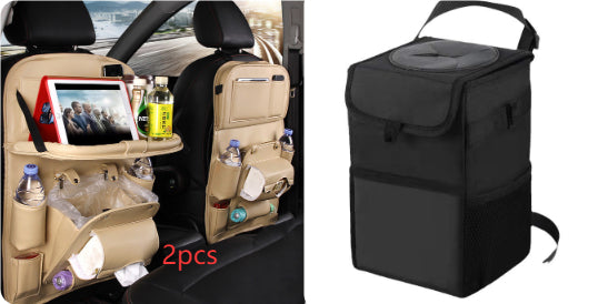 PU Leather Car Seat Organizer with Tray – Waterproof Storage