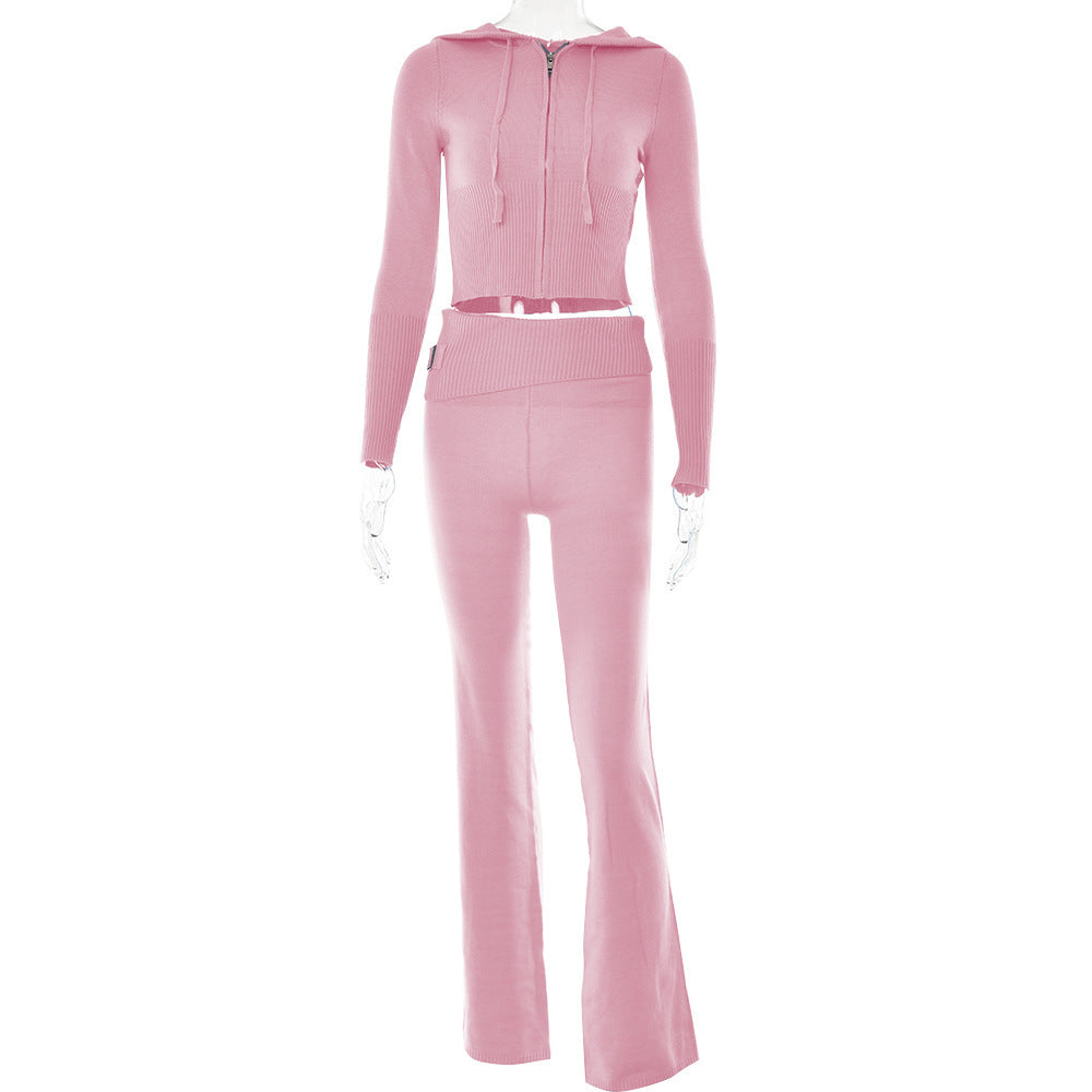 2-Piece Sweat Set – Zip Hoodie & High Waist Jogger Pants