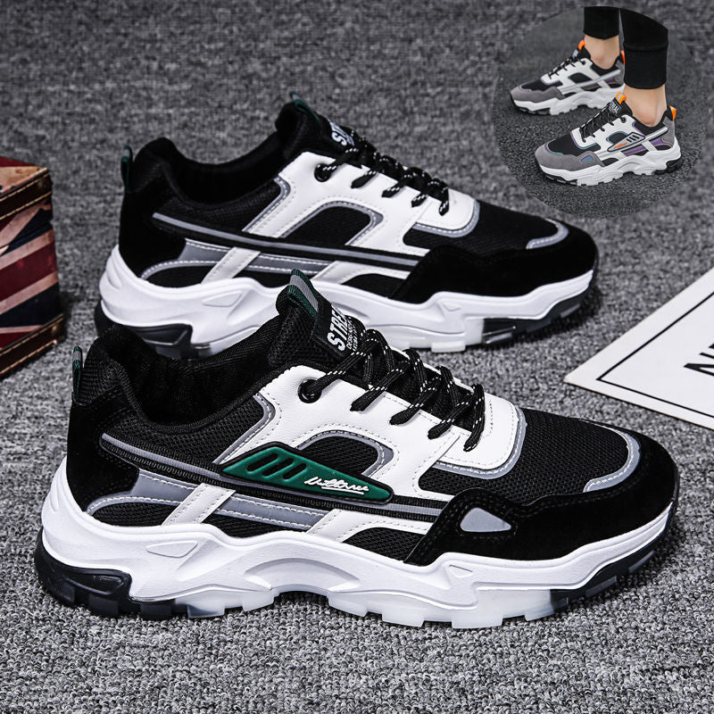 Men’s Black & White Mesh Sneakers – Lightweight Running Shoes