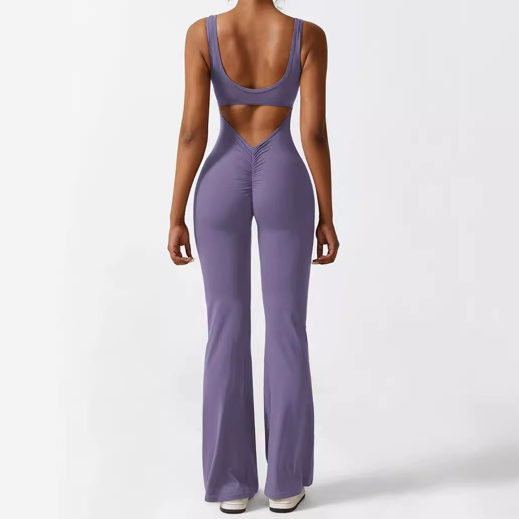 Sleeveless Flare Jumpsuit – Sculpting Yoga Fit