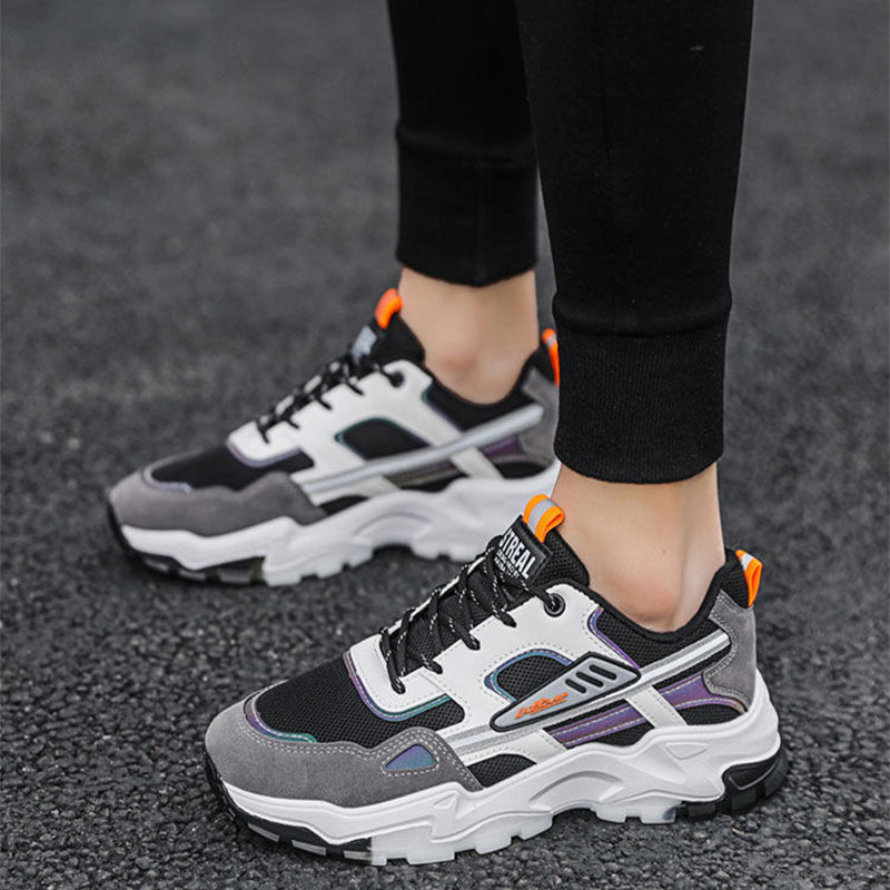 Men’s Black & White Mesh Sneakers – Lightweight Running Shoes