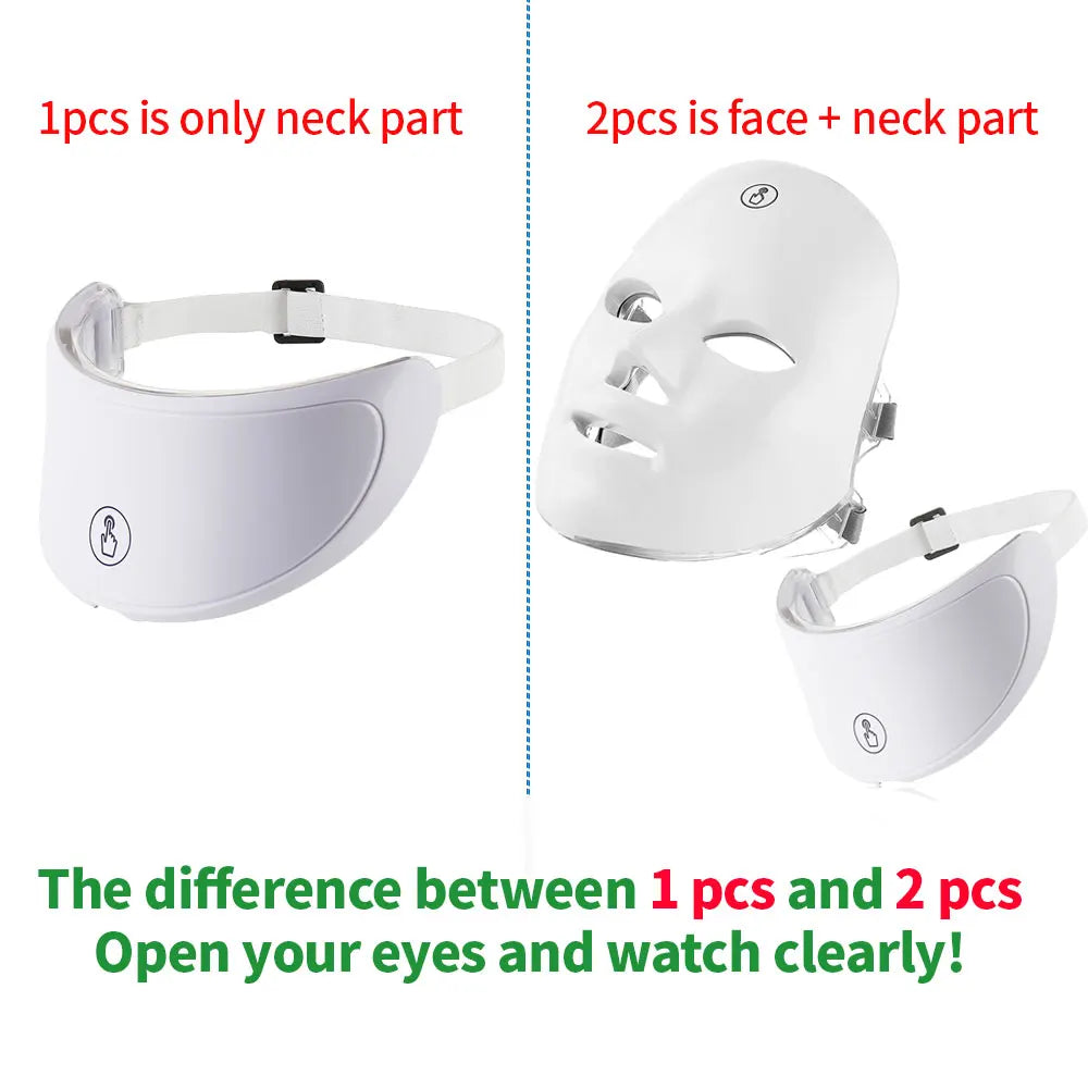 Face and Neck Beauty Machine LED Facial Mask Photon Neck Mask with 7 Colors Skin Care