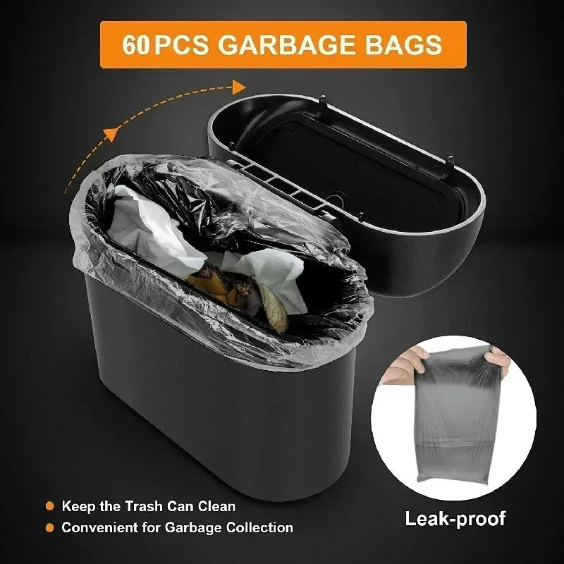 Mini Car Trash Can with Lid – Leak-Proof Compact Bin + 60/300 Bags