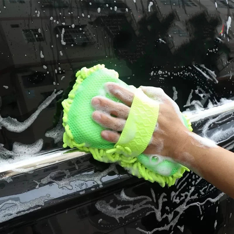 Microfiber Car Cleaning Kit – Washer Sponge, Towel and Gloves