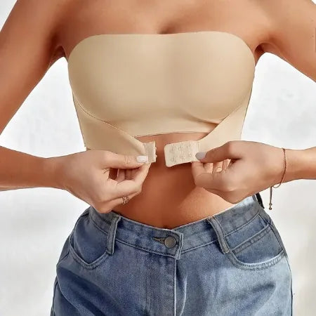 Women’s Strapless Seamless Bra – Front Button, No Padding, Smooth Underwear