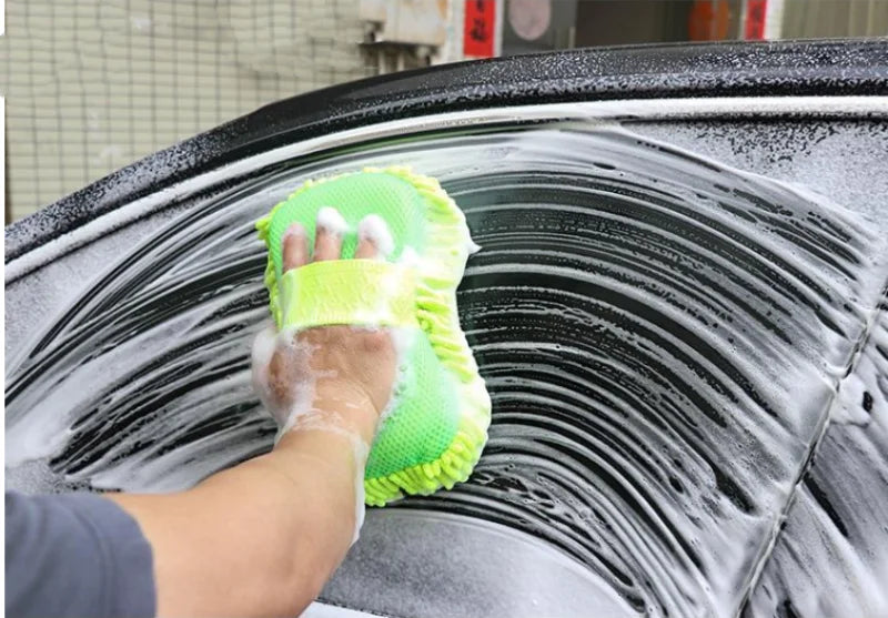 Microfiber Car Cleaning Kit – Washer Sponge, Towel and Gloves