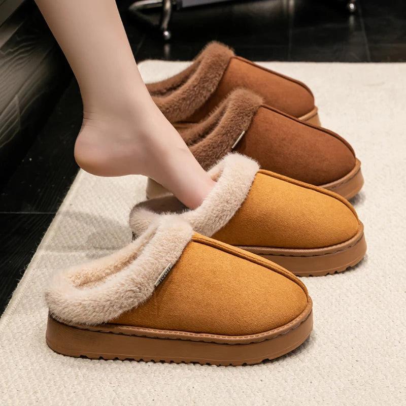 Fluffy Winter Slippers – Warm Anti-Slip Indoor EVA Slides with Thick Sole