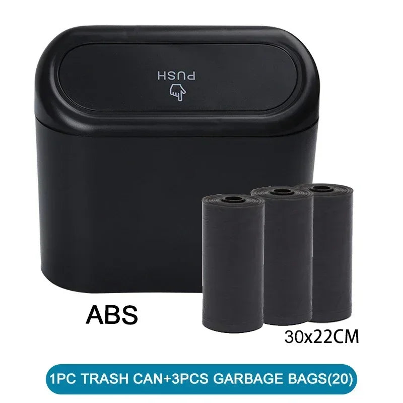Mini Car Trash Can with Lid – Leak-Proof Compact Bin + 60/300 Bags