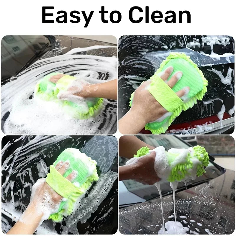 Microfiber Car Cleaning Kit – Washer Sponge, Towel and Gloves