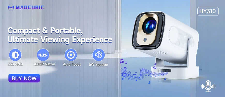 Magcubic HY300 Pro 4K Projector – Android 11, WiFi 6, Bluetooth 5.0, 260 ANSI Lumens, Full HD for Home & Outdoor