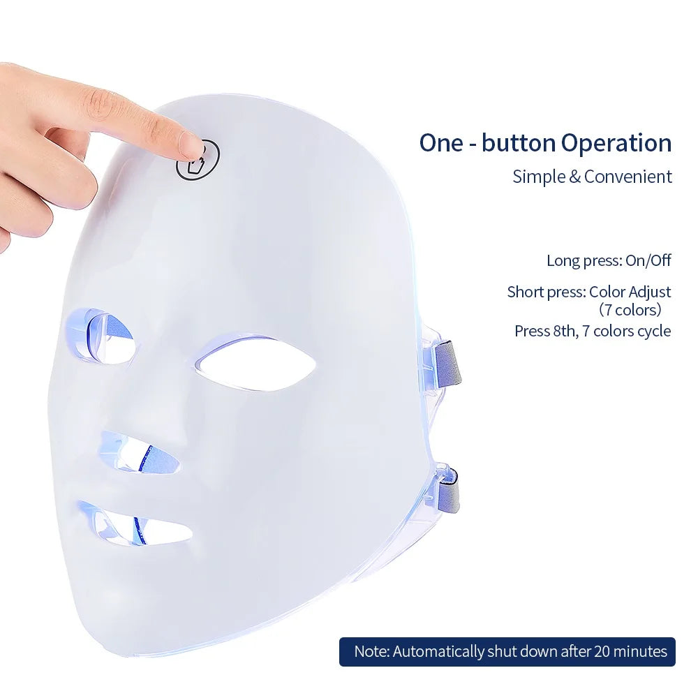 Face and Neck Beauty Machine LED Facial Mask Photon Neck Mask with 7 Colors Skin Care