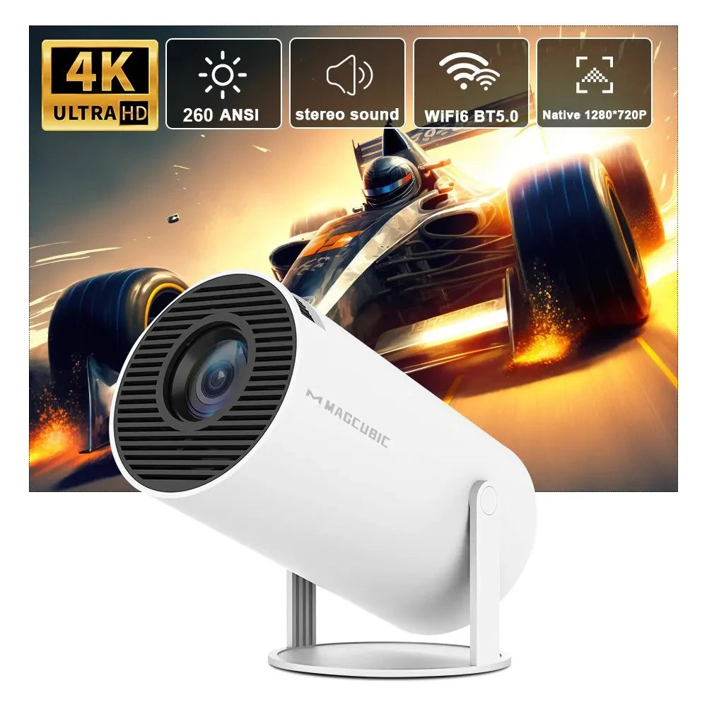 Magcubic HY300 Pro 4K Projector – Android 11, WiFi 6, Bluetooth 5.0, 260 ANSI Lumens, Full HD for Home & Outdoor
