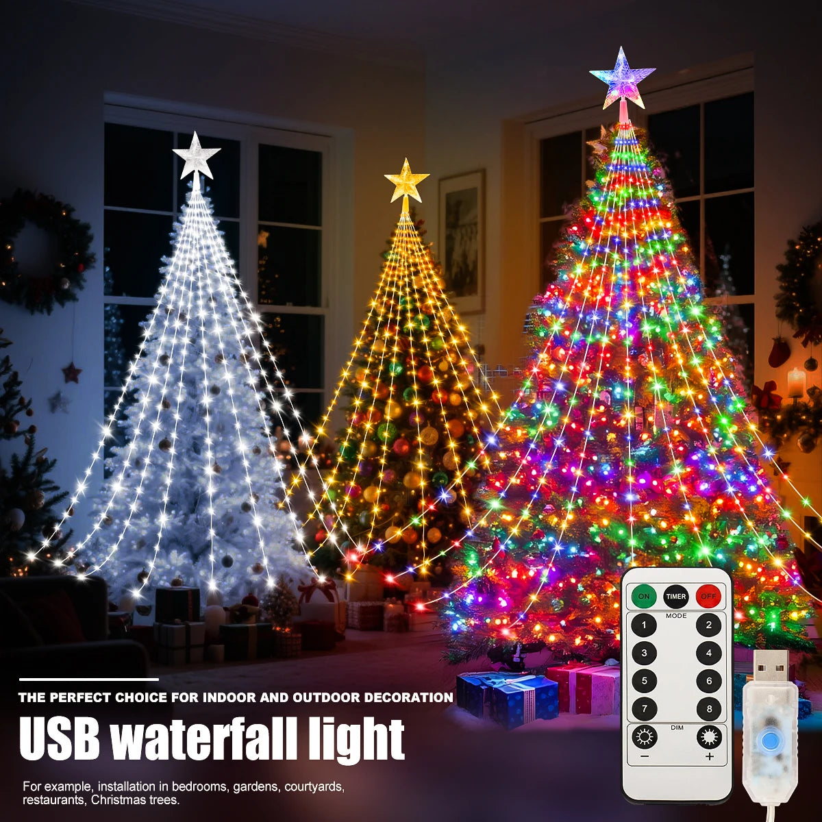 Christmas LED Fairy String Lights 2/3M – Waterproof USB Lights with 8 Modes for Indoor & Outdoor Decor