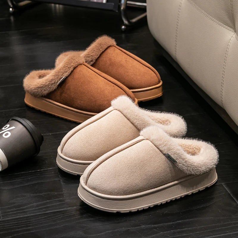 Fluffy Winter Slippers – Warm Anti-Slip Indoor EVA Slides with Thick Sole