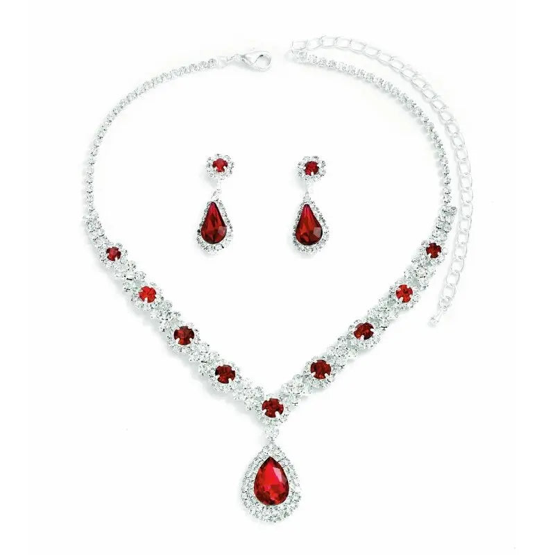 Women’s Crystal Necklace & Earrings Set – 3-Piece Elegant Jewelry for Evening Wear