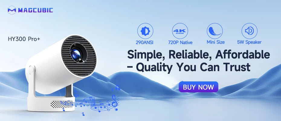 Magcubic HY300 Pro 4K Projector – Android 11, WiFi 6, Bluetooth 5.0, 260 ANSI Lumens, Full HD for Home & Outdoor