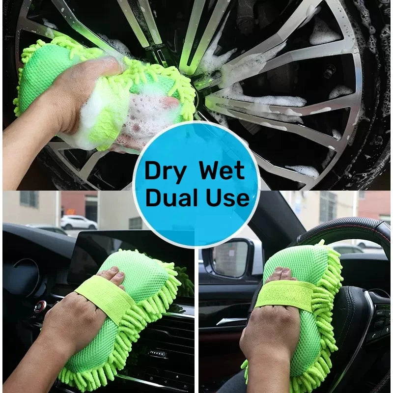 Microfiber Car Cleaning Kit – Washer Sponge, Towel and Gloves