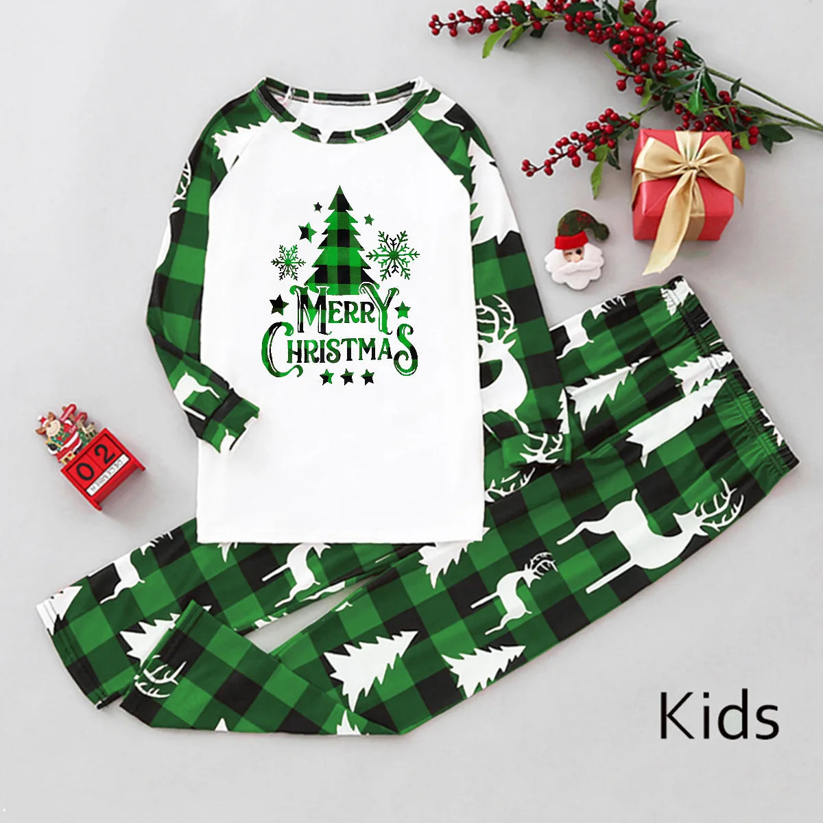 Christmas Family Matching Pajama Sets – Mom, Dad, Kids & Baby Rompers (2-Piece Outfits)