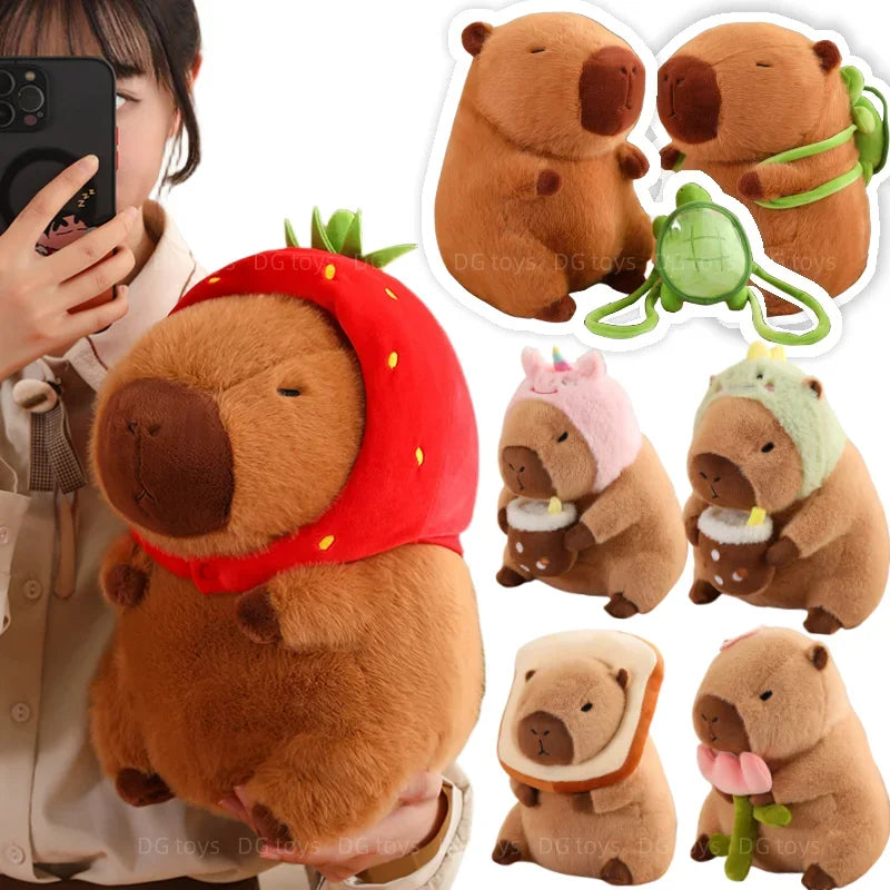 Capybara Plush with Strawberry Hat