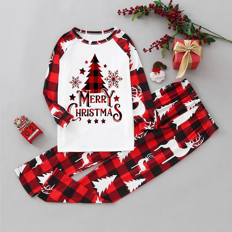 Christmas Family Matching Pajama Sets – Mom, Dad, Kids & Baby Rompers (2-Piece Outfits)