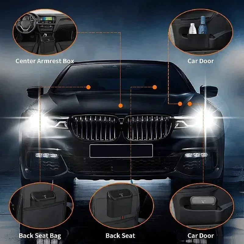 Mini Car Trash Can with Lid – Leak-Proof Compact Bin + 60/300 Bags