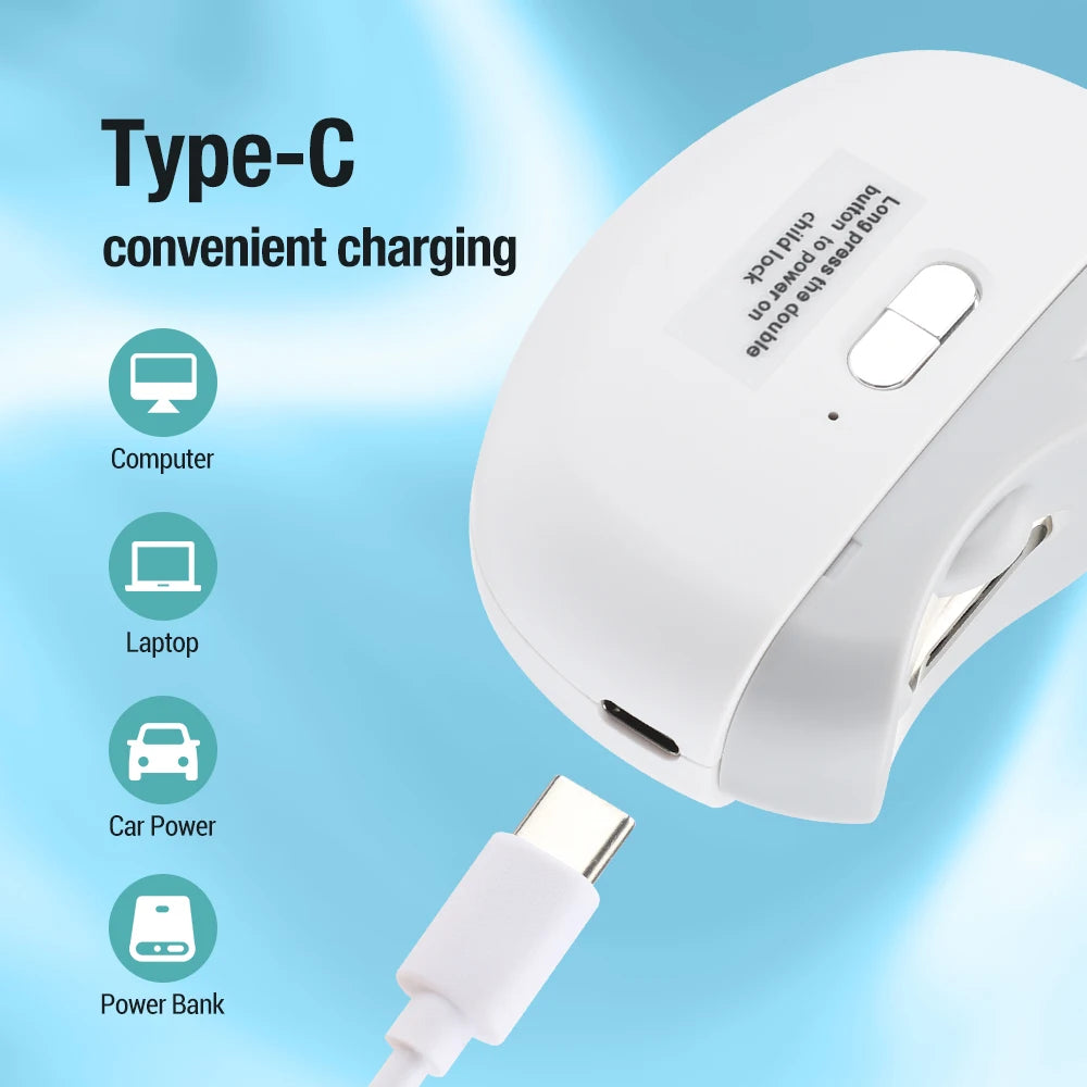 2-in-1 Electric Nail Clipper – Anti-Splash Trimmer for Manicure & Pedicure