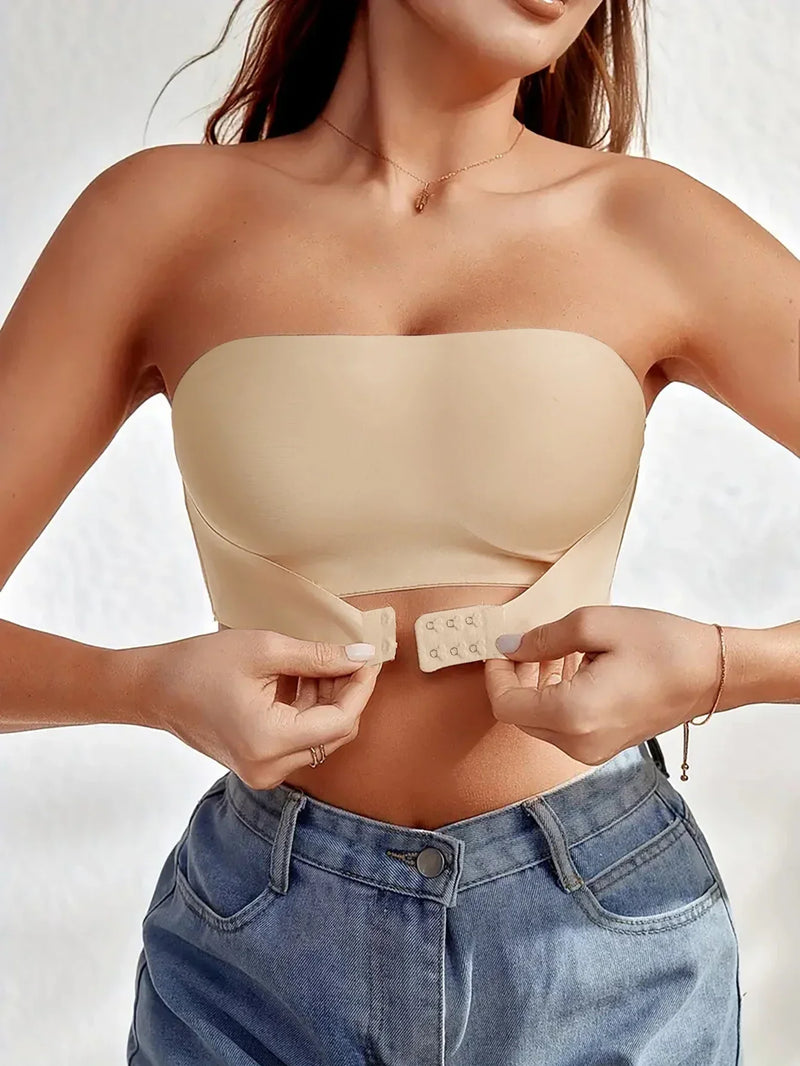 Women’s Strapless Seamless Bra – Front Button, No Padding, Smooth Underwear